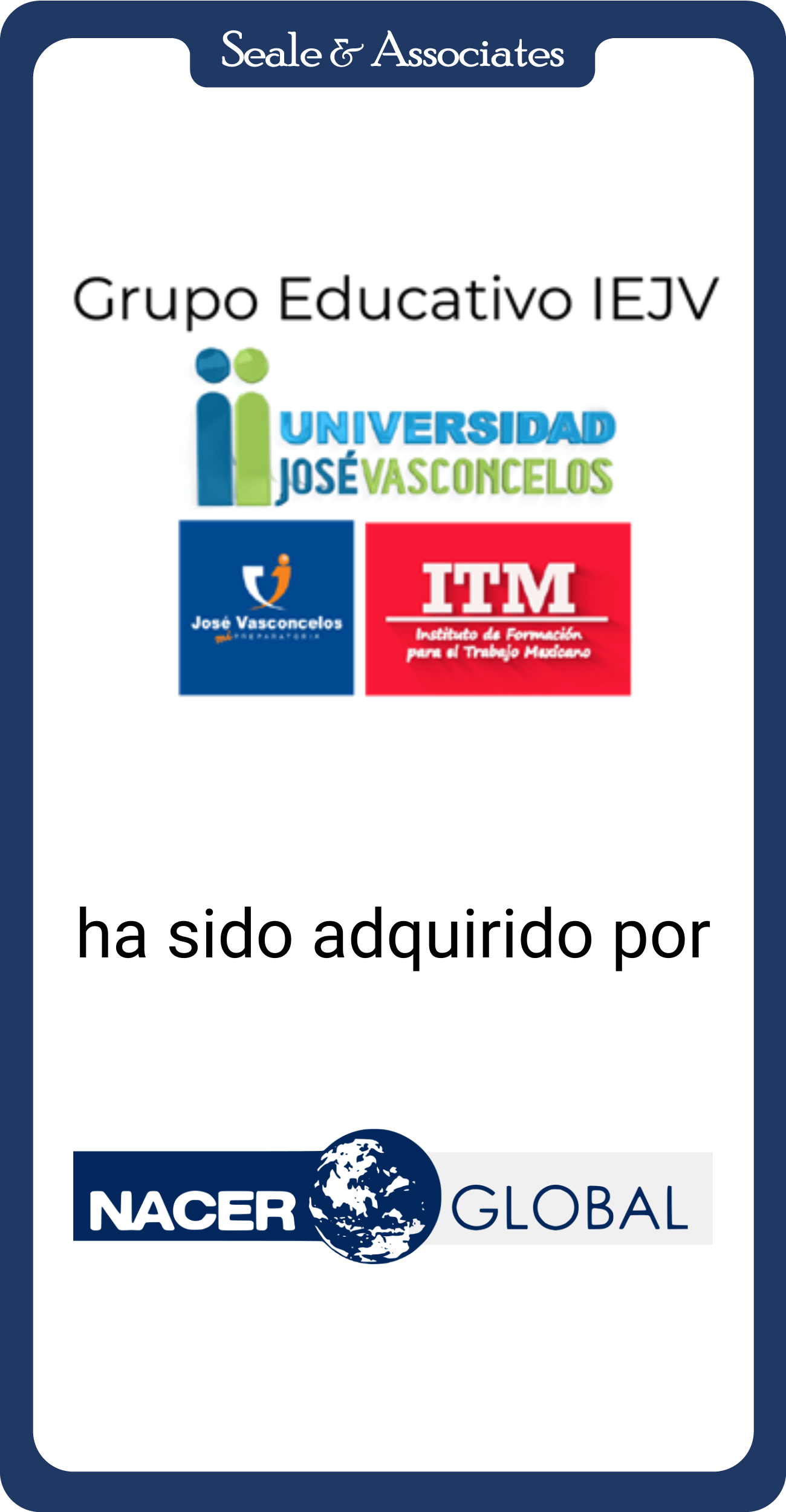 Grupo Educativo IEJV ha sido adquirido por Nacer Global