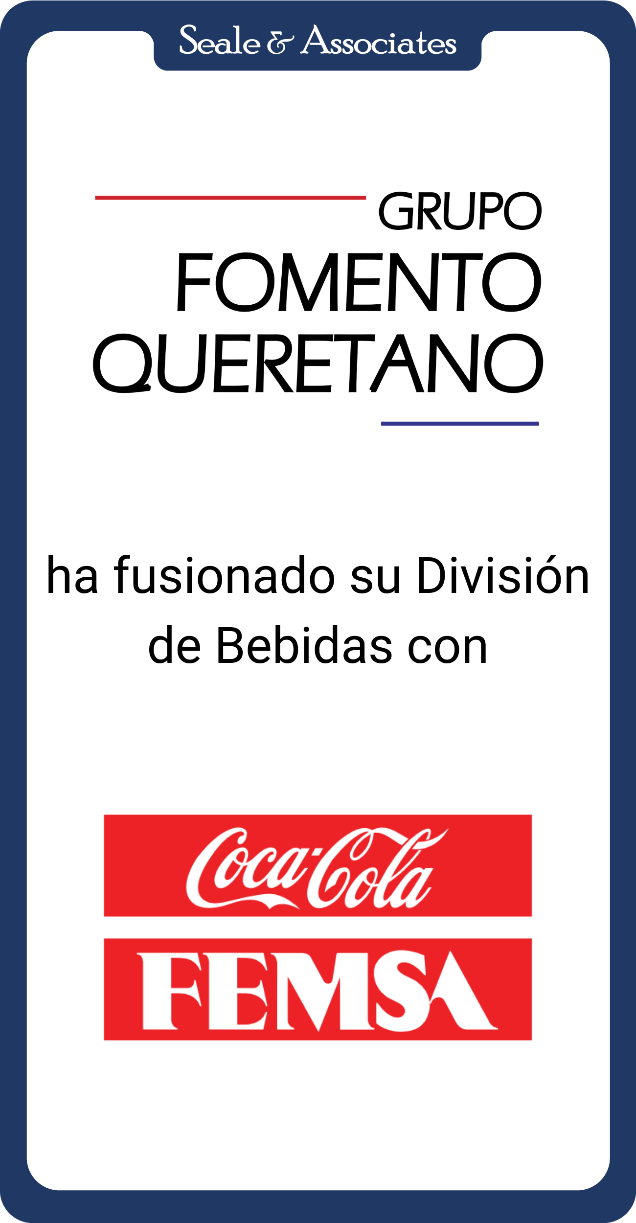 Grupo Fomento ha fusionado su División de Bebidas con Coca-Cola FEMSA