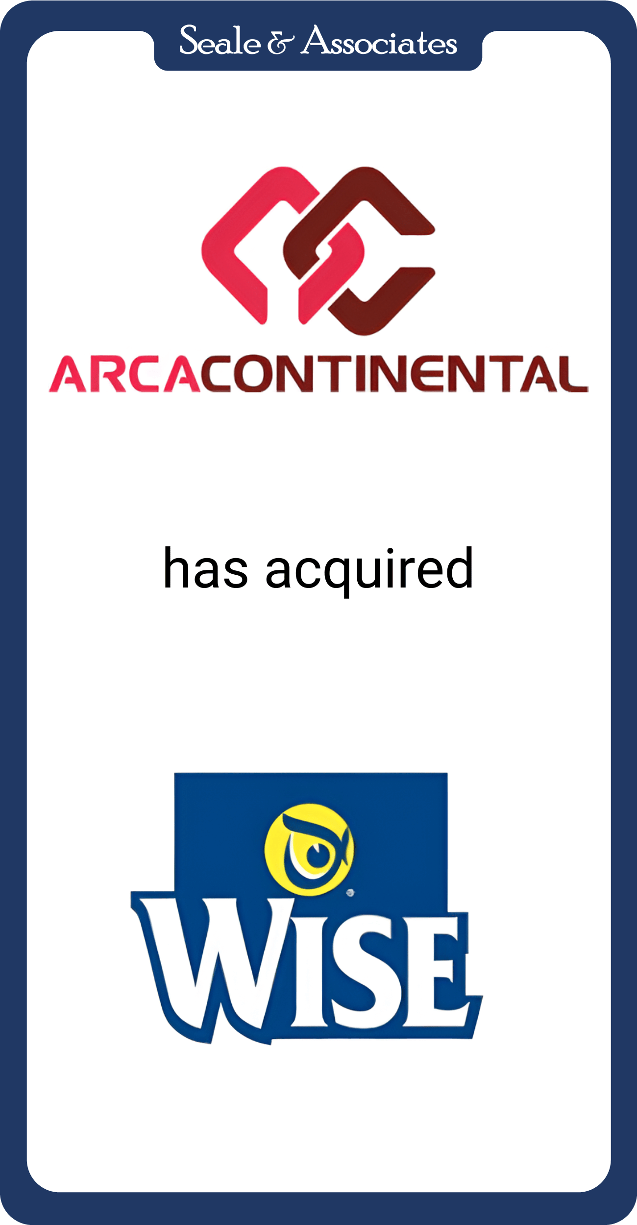 Arca Continental has acquired WISE Foods