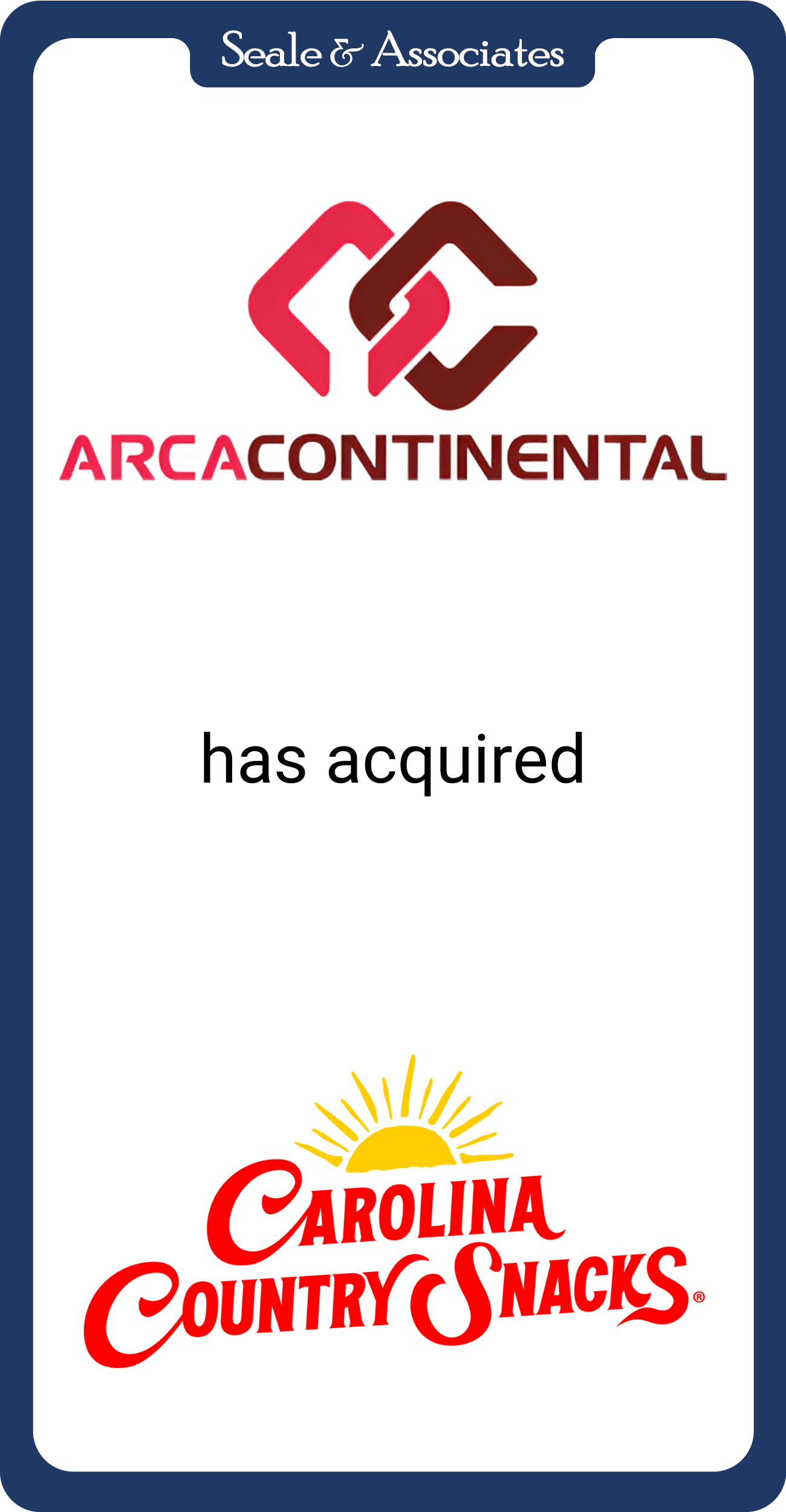 Arca Continental has acquired Carolina Country Snacks