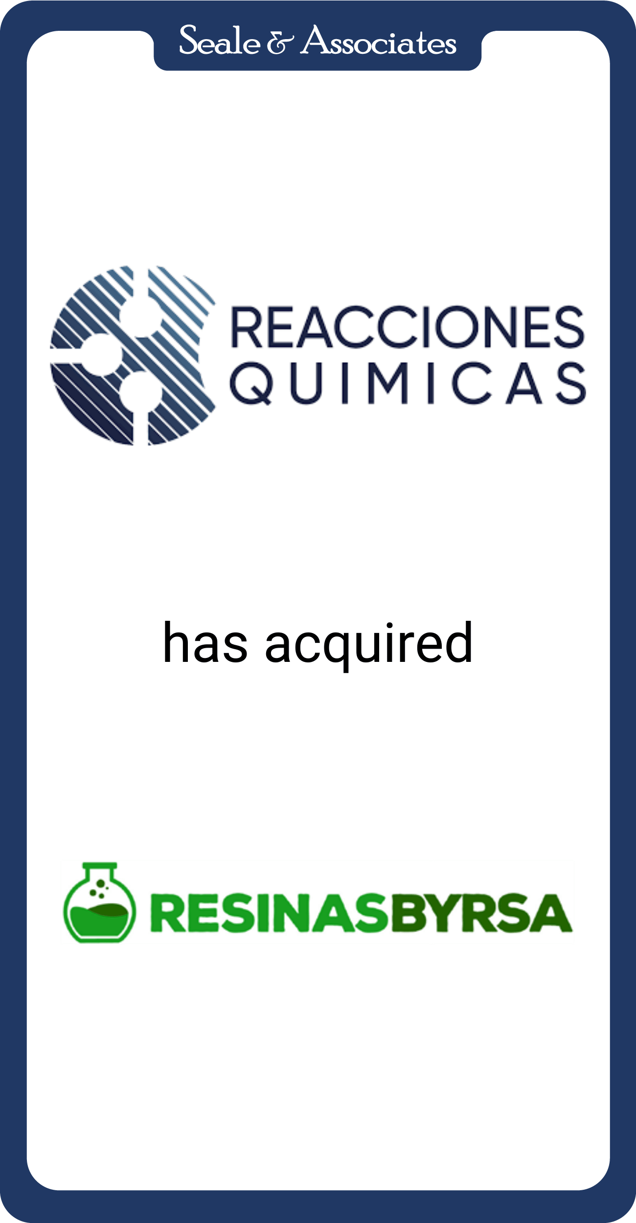 Reacciones Quimicas has acquired RESINASBYRSA